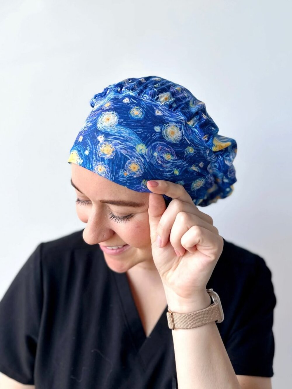 Hello Headband Women's CloudCaps Scrub Cap in Starry Night Van Gogh Print
